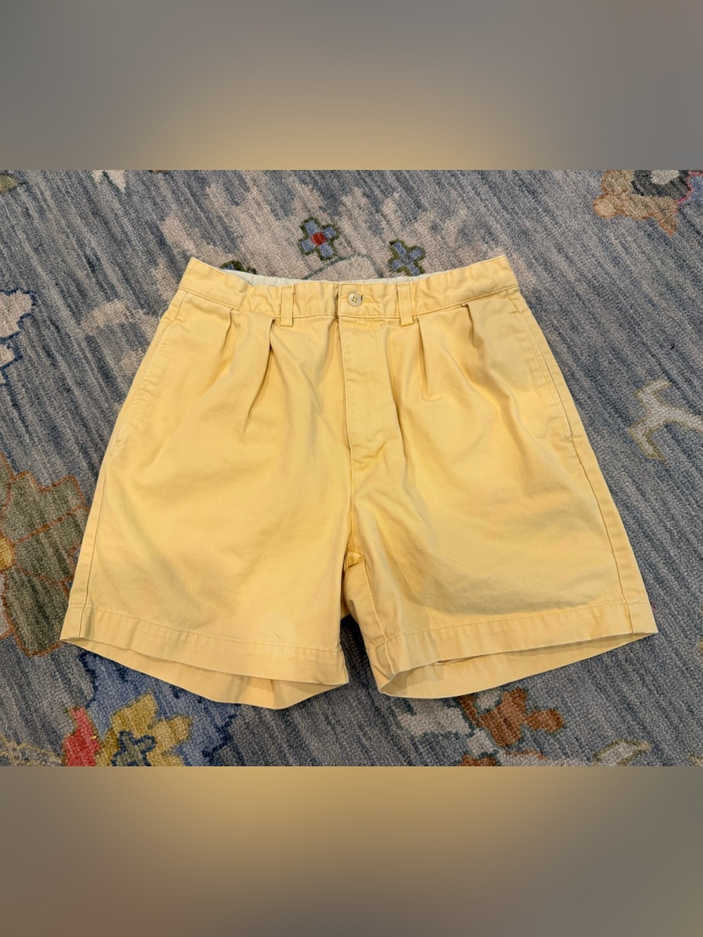 Polo Ralph Lauren Andrew Short Mens 31 yellow Double Pleated 90s *Flaw